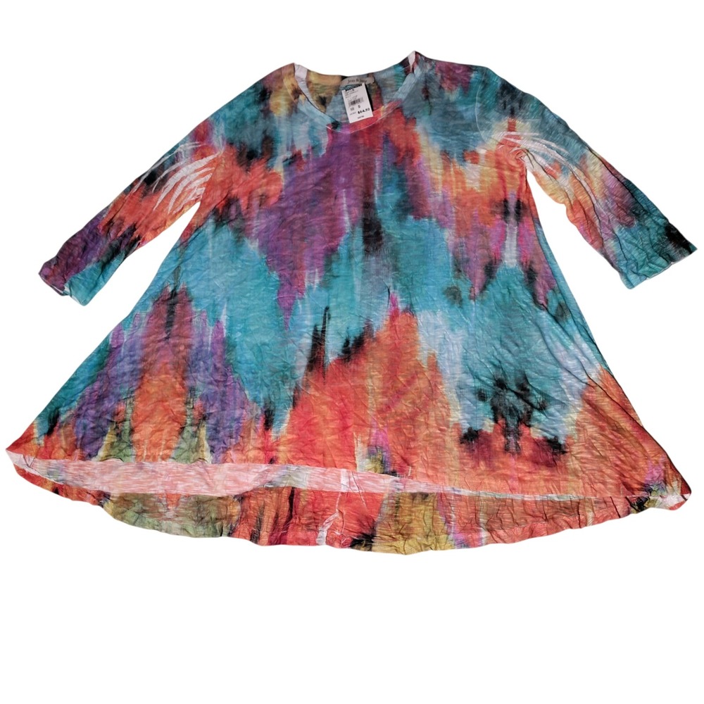 Jess‎ & Jane Dress Sz PS Multicolor 3/4 Sleeve Hippie Chick Casual Colorful NWT